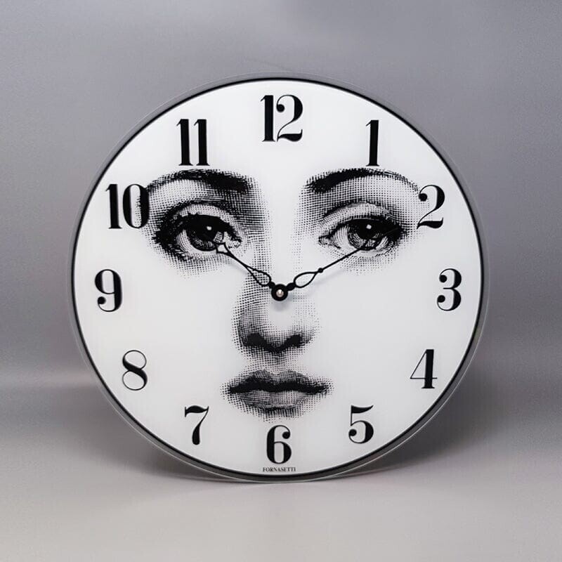 Vintage glass wall clock for Fornasetti, Italy 1990
