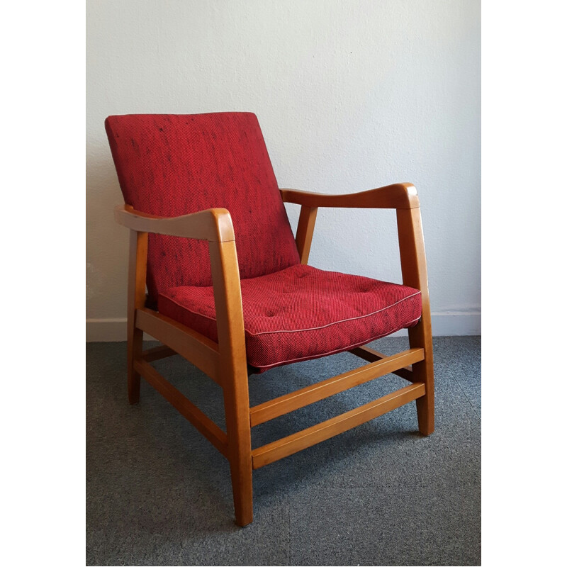 Mid-century red Free-span armchair - 1950s