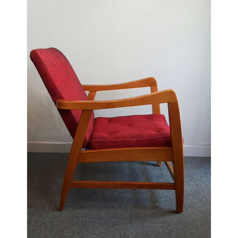 Mid-century red Free-span armchair - 1950s