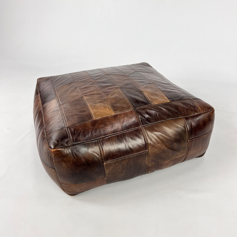 Pouf vintage en cuir, 1960