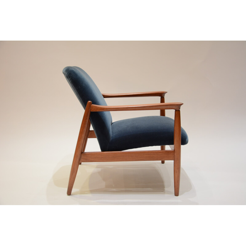 GMF-64 velvet blue armchair by Edmund Homa - 1960s