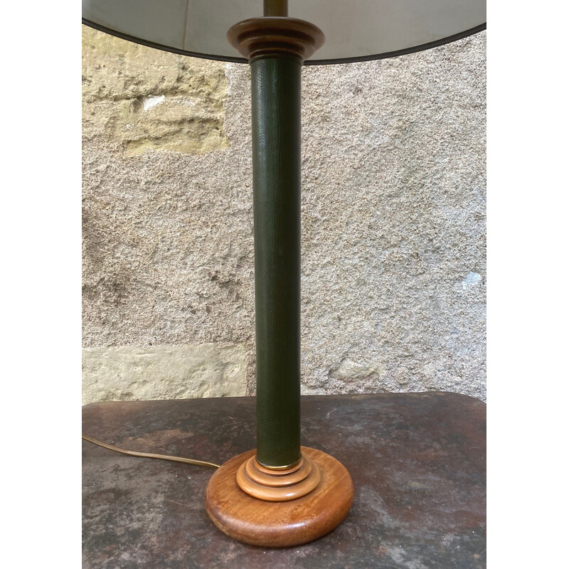 Vintage lamp in green imitation leather, 1970