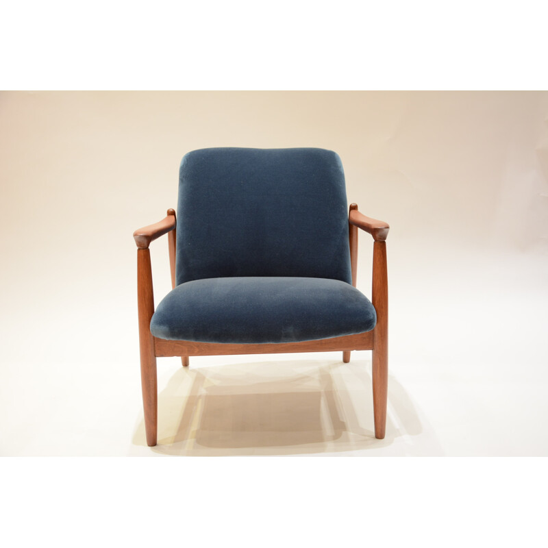 GMF-64 velvet blue armchair by Edmund Homa - 1960s