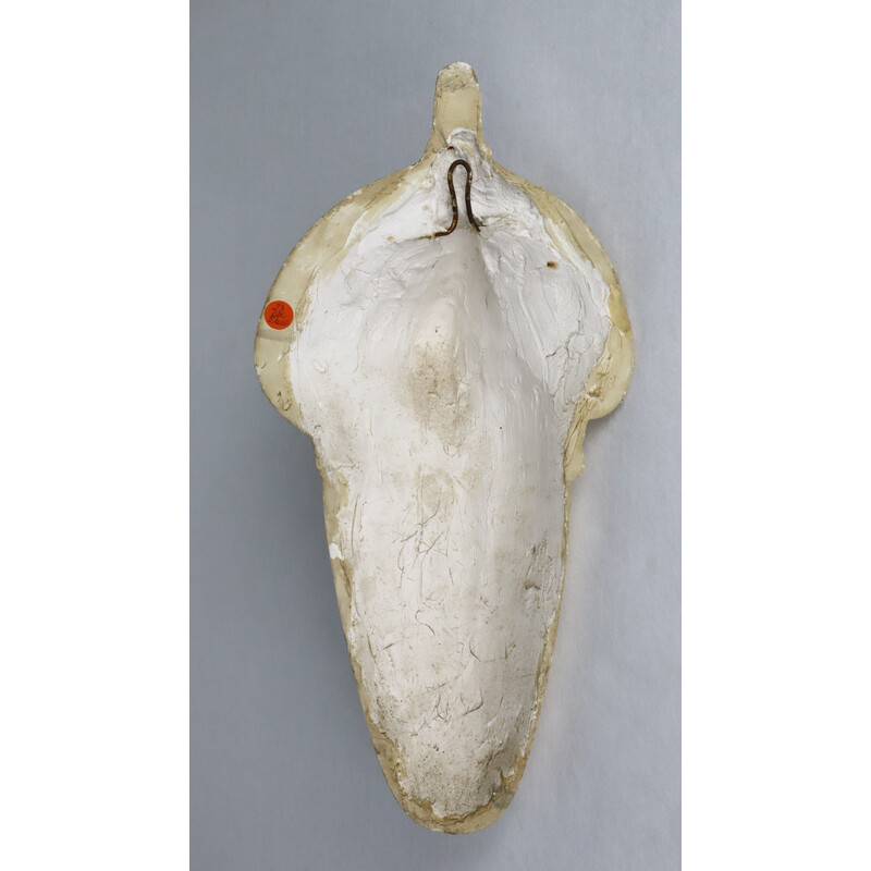 Vintage African mask in white enamel, 1950