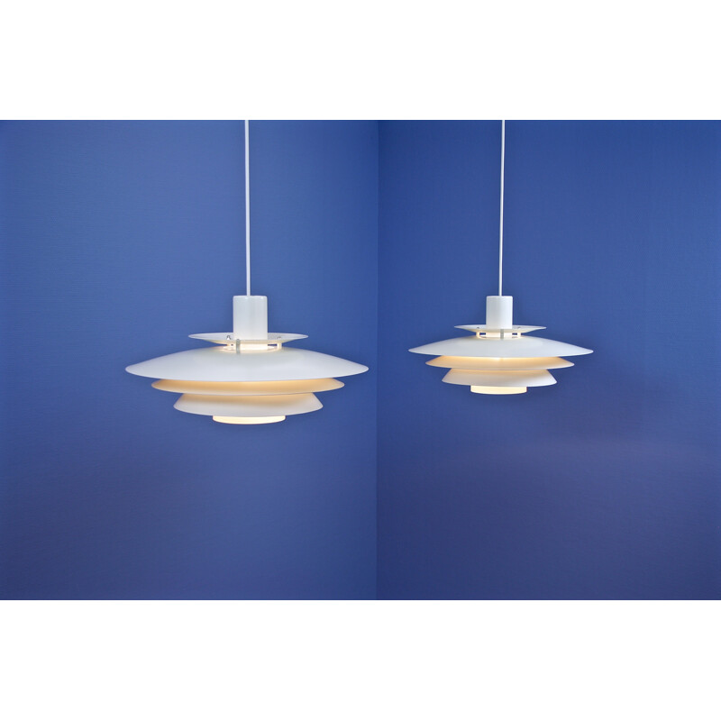 Set of 2 danish pendants in off-white from Toplight, 1960s