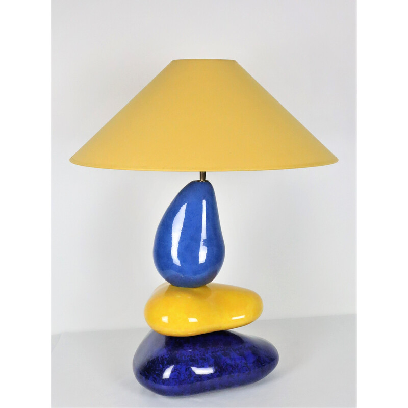 Galets ceramic vintage lamp by François Chatain, 1960