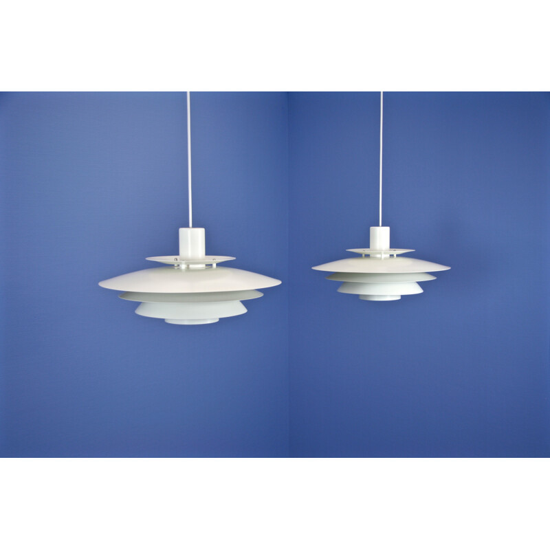 Set of 2 danish pendants in off-white from Toplight, 1960s