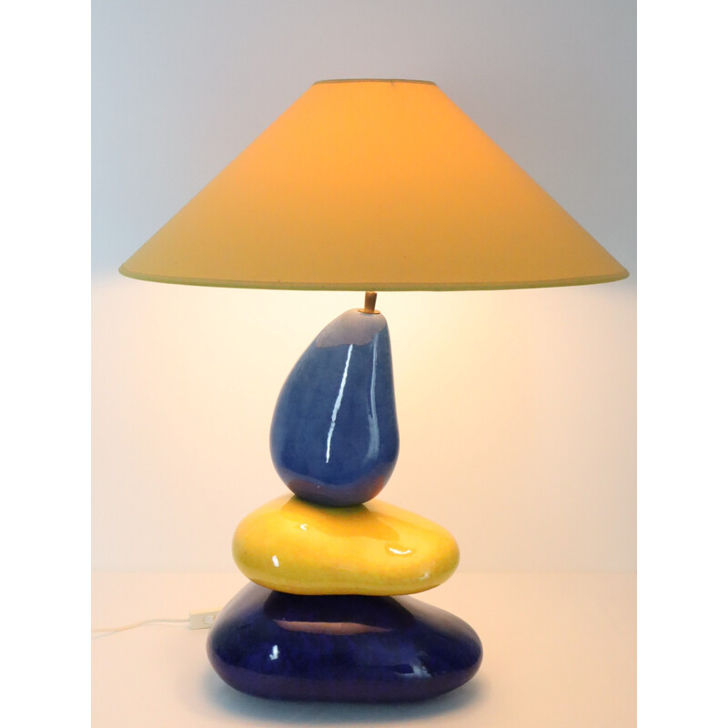 Galets ceramic vintage lamp by François Chatain, 1960
