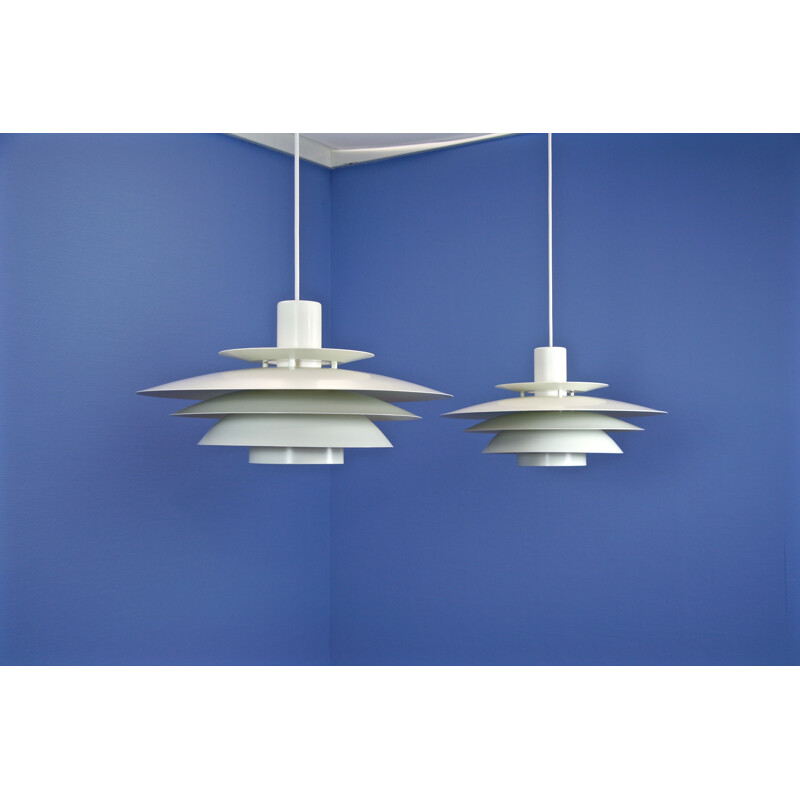 Set of 2 danish pendants in off-white from Toplight, 1960s