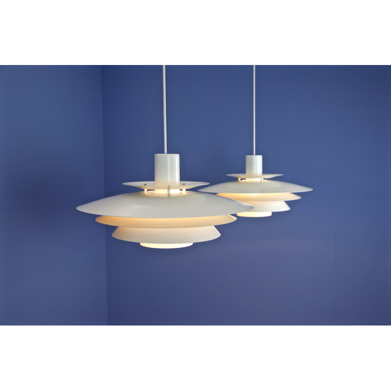 Set of 2 danish pendants in off-white from Toplight, 1960s