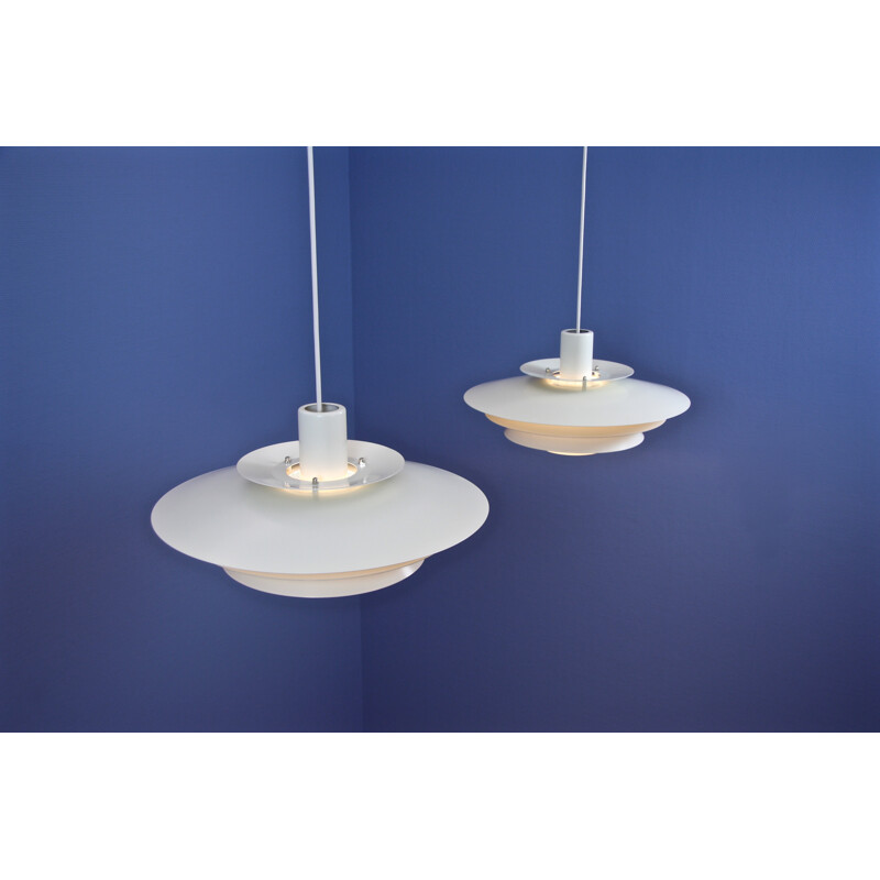 Set of 2 danish pendants in off-white from Toplight, 1960s