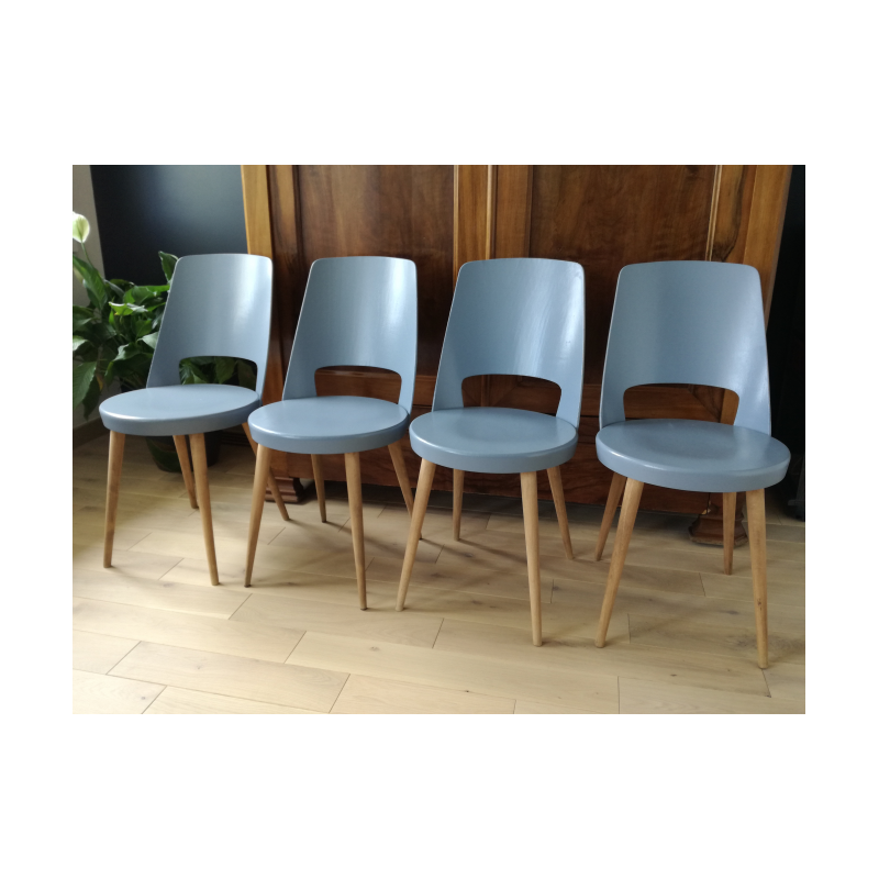 Lot de 4 chaises gris souris Baumann Mondor - 1950