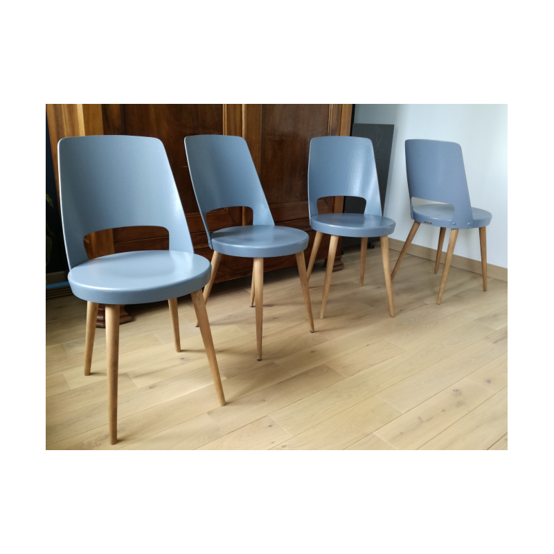 Lot de 4 chaises gris souris Baumann Mondor - 1950