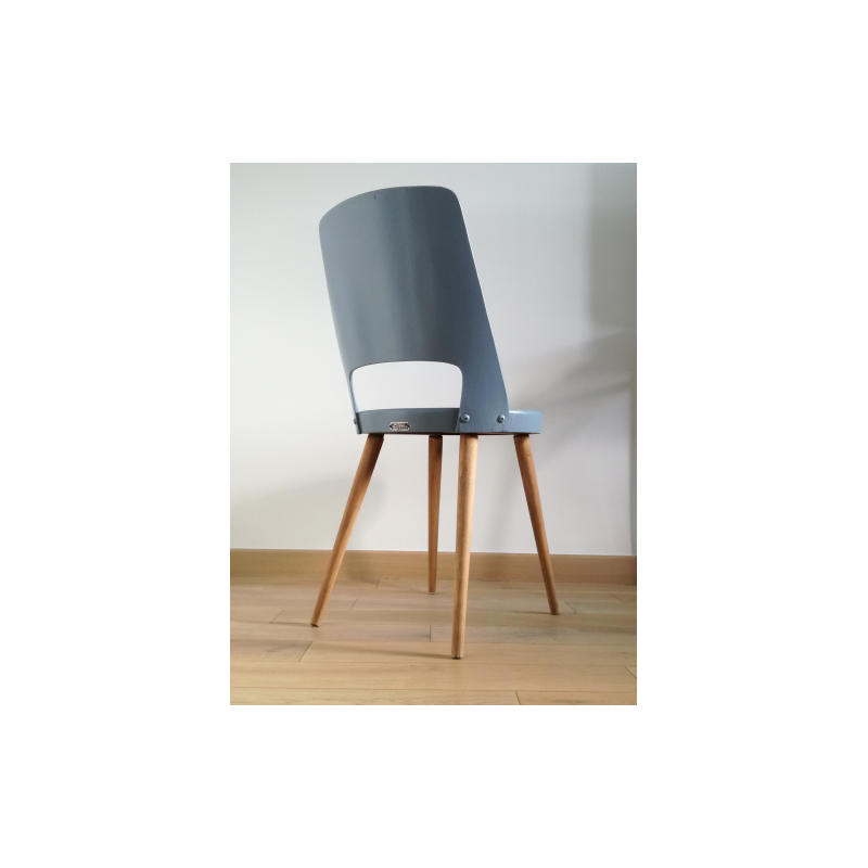 Set of 4 Baumann Mondor grey mouse chairs - 1950s