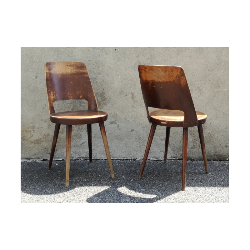 Duo of bistro Baumann Mondor chairs - 1950s