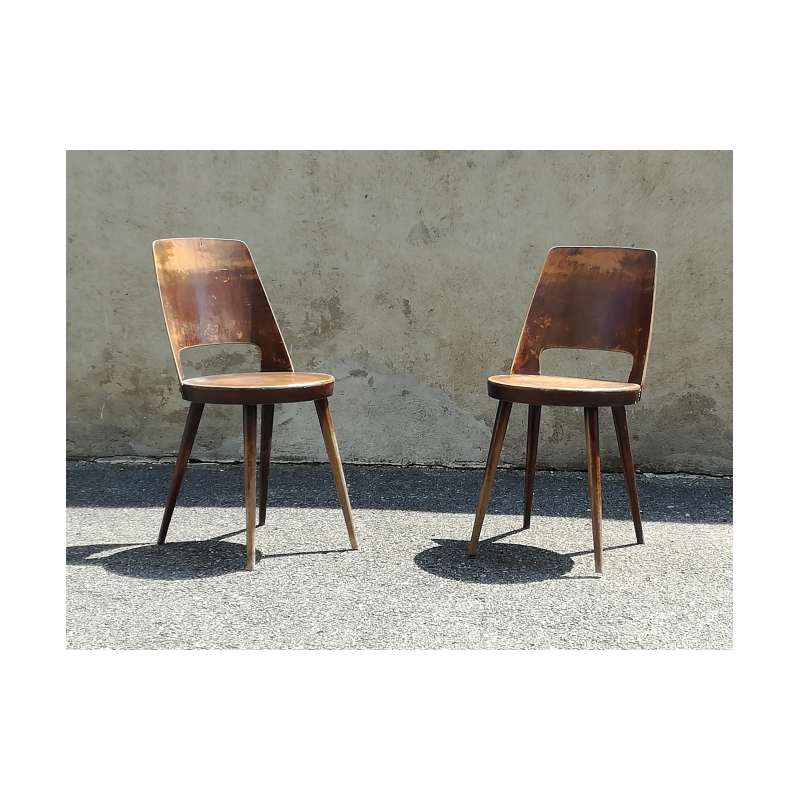 Duo of bistro Baumann Mondor chairs - 1950s