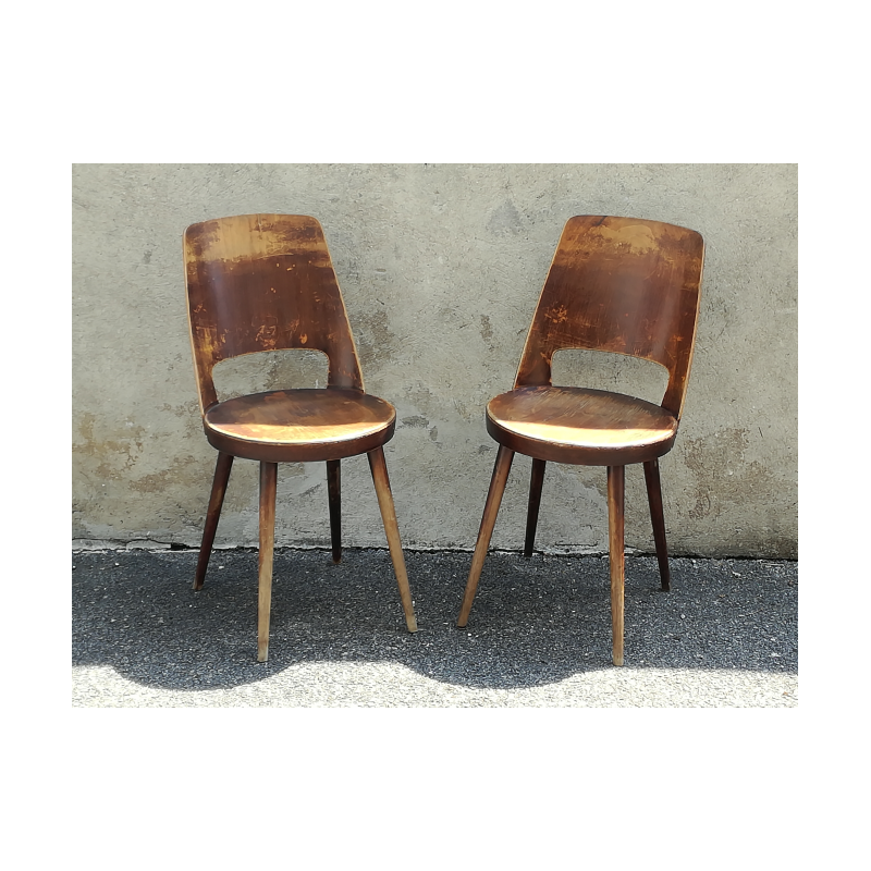 Duo of bistro Baumann Mondor chairs - 1950s