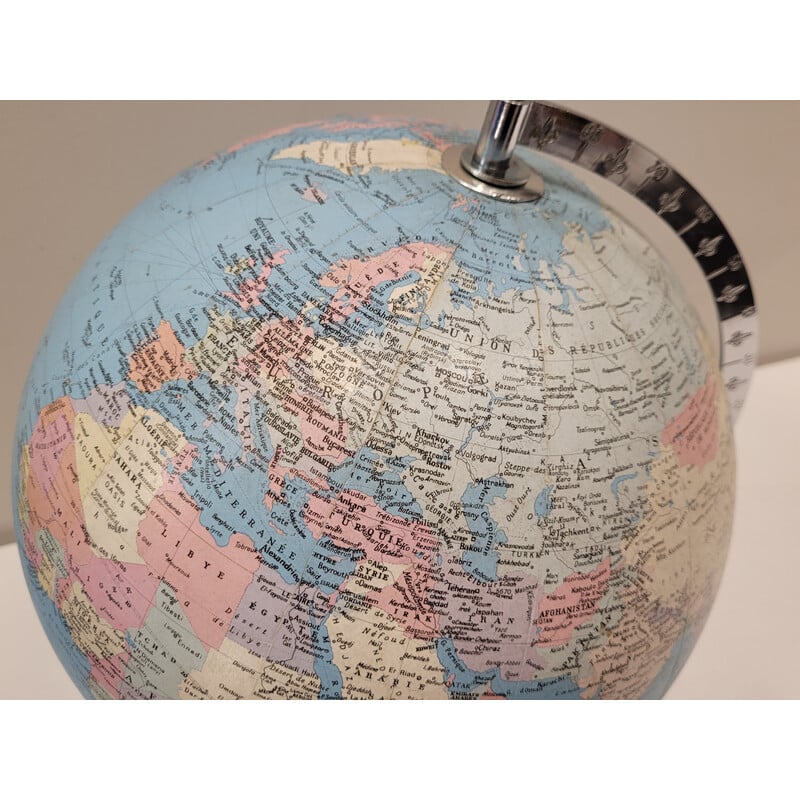 Globe terrestre vintage en carton par Globes Taride, France 1960