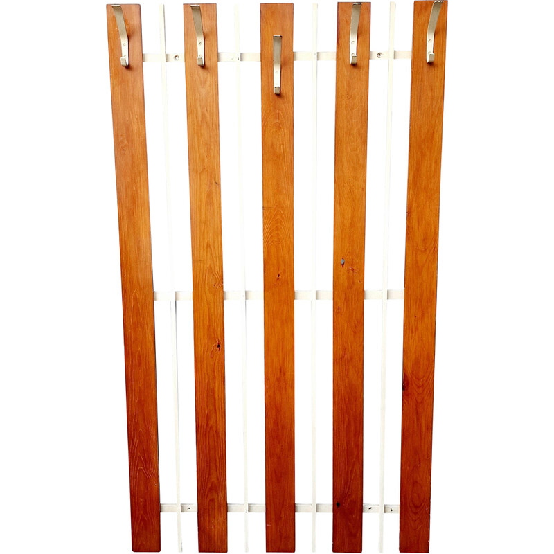 Vintage metal and wood lattice coat rack, 1960