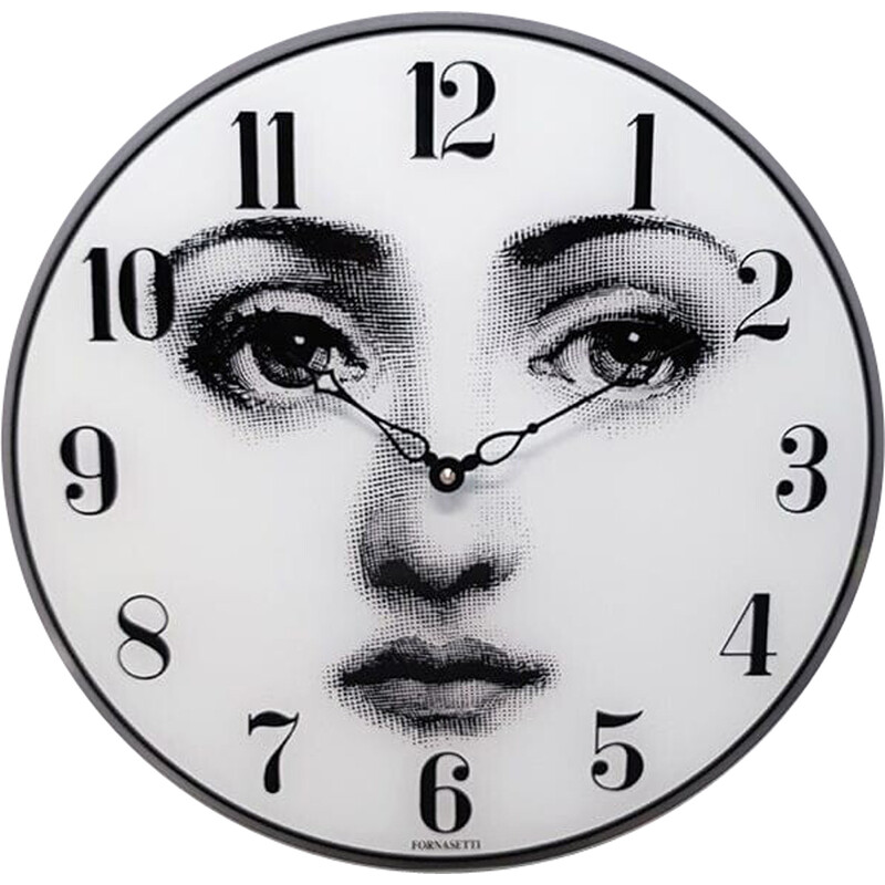Vintage glass wall clock for Fornasetti, Italy 1990