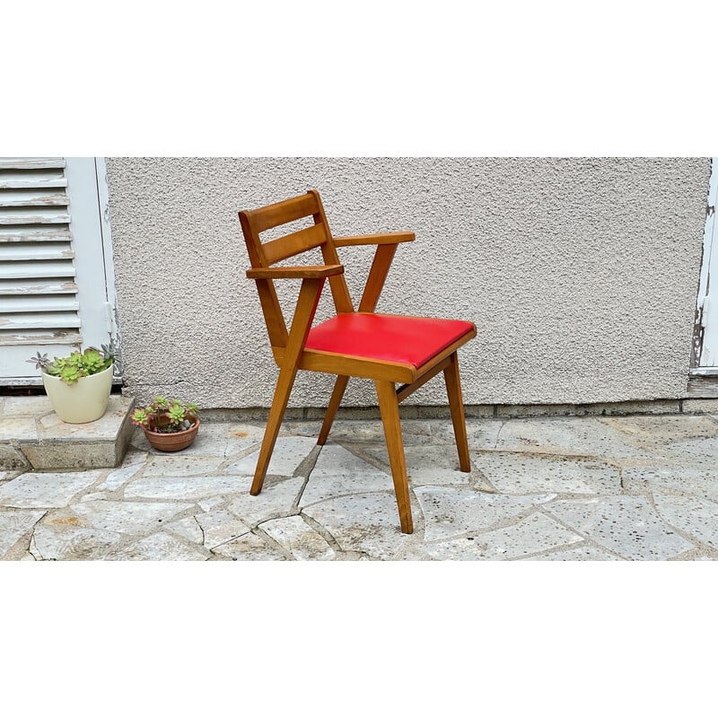 Fauteuil de bureau vintage pieds compas, 1950