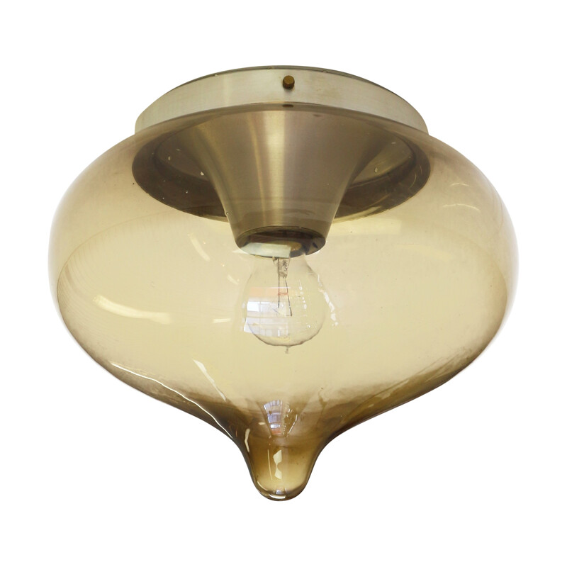 Drop smoked glass ceiling light by Dijkstra Lampen - 1960s