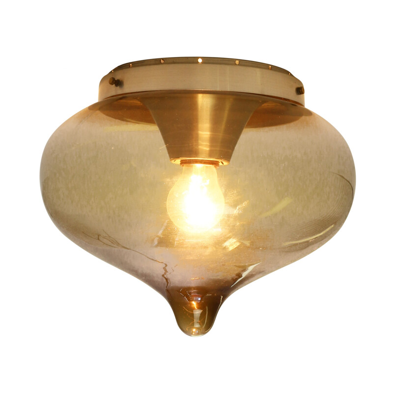 Drop smoked glass ceiling light by Dijkstra Lampen - 1960s