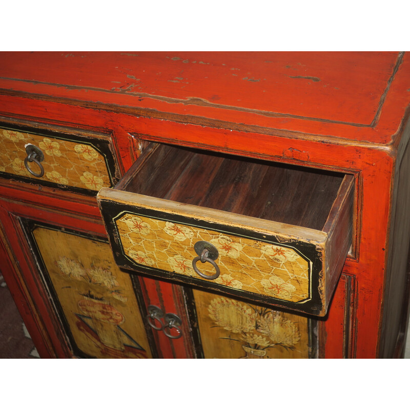 Armoire chinoise vintage avec 2 portes et 2 tiroirs