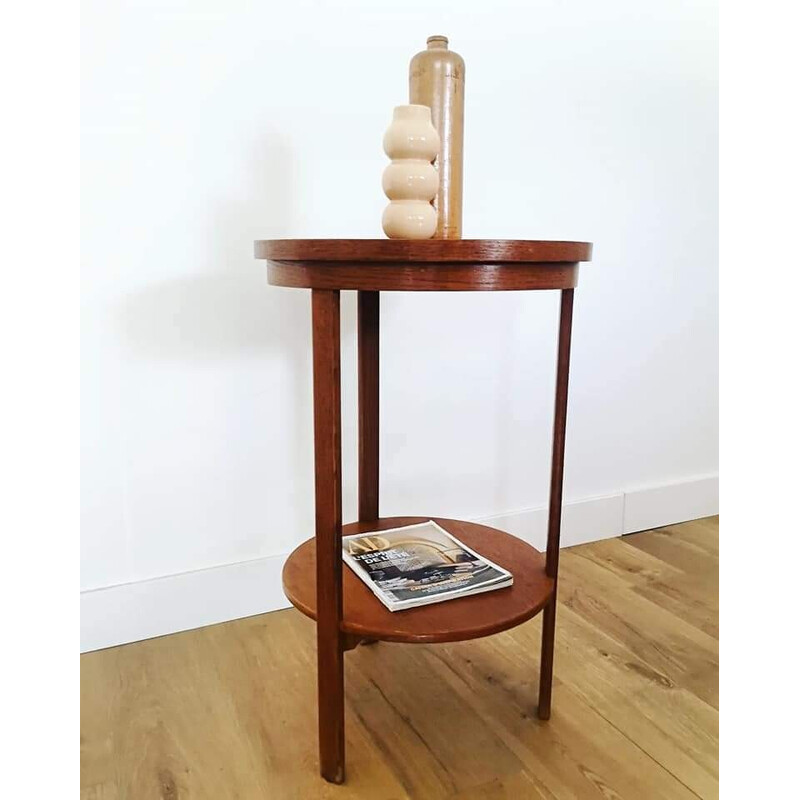 Vintage circular wooden pedestal table