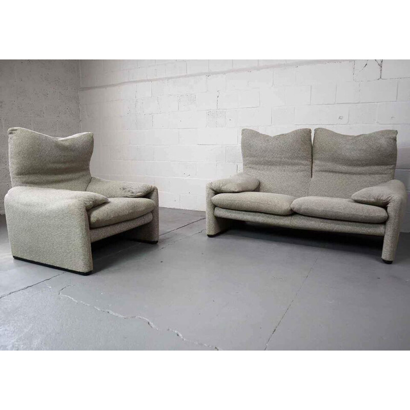 Vintage Maralunga seating set by Vico Magistretti for Cassina, 1973