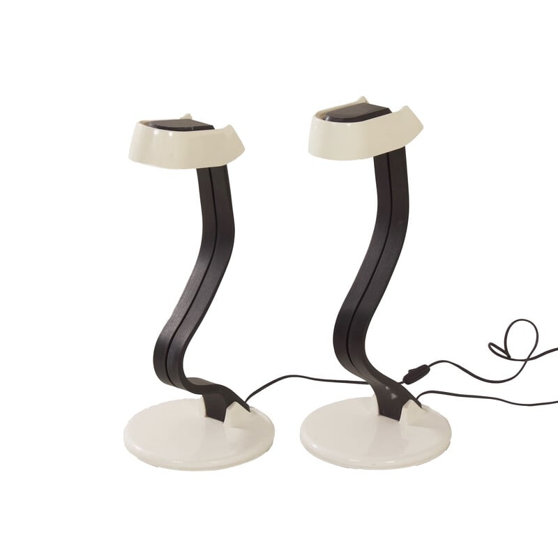 Pair of vintage Snocky polyurethane table lamps by Bruno Gecchelin for iGuzzini, 1980