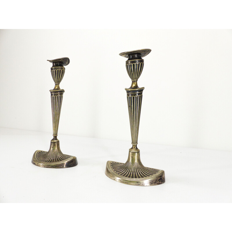 Pair of vintage Edwardian silver-plated candlesticks, England 1910
