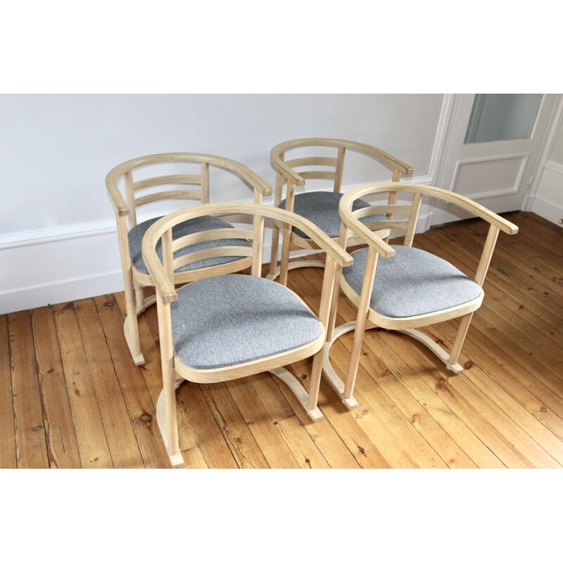 Ensemble de 4 fauteuils vintage bauhaus par Josef Hoffman pour Thonet, Danemark
