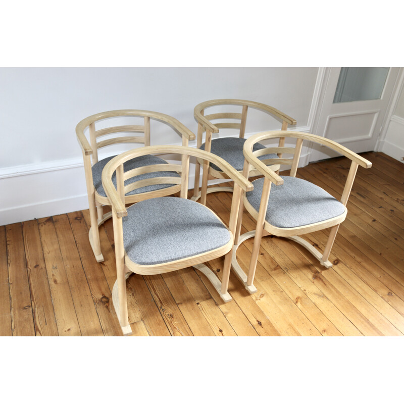 Set of 4 vintage bauhaus armchairs by Josef Hoffman for Thonet, Denmark