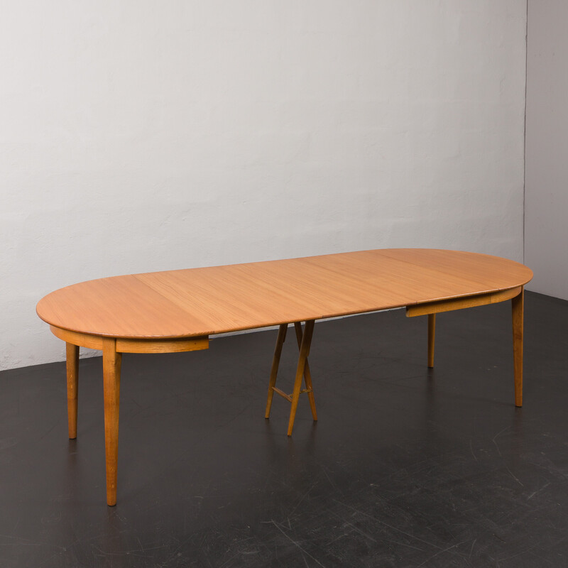 Table à rallonge vintage en chêne par Henning Kjærnulf pour Soro Mobelfabrik, Danemark 1950