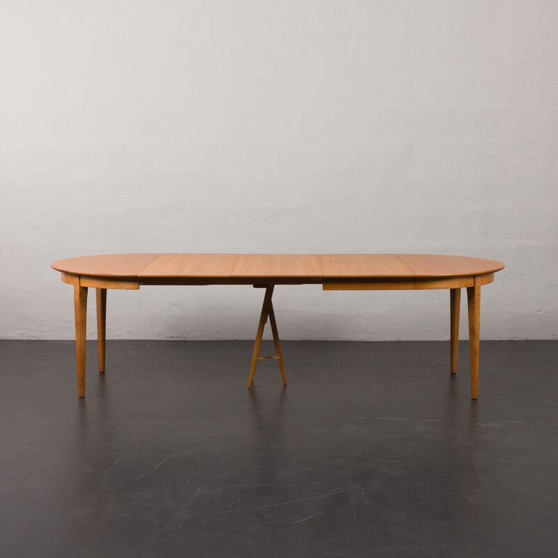 Vintage oak extension table by Henning Kjærnulf for Soro Mobelfabrik, Denmark 1950