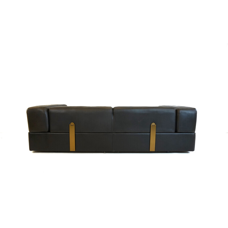 Vintage 2-Sitzer-Sofa aus Leder von Tito Agnoli für Cinova, Italien 1968