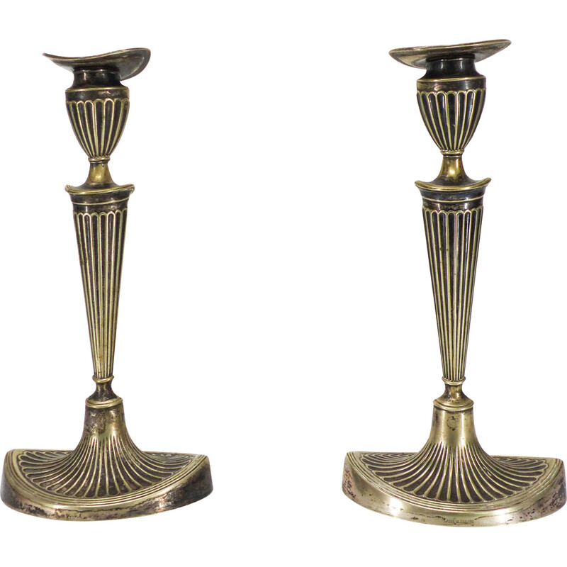 Pair of vintage Edwardian silver-plated candlesticks, England 1910