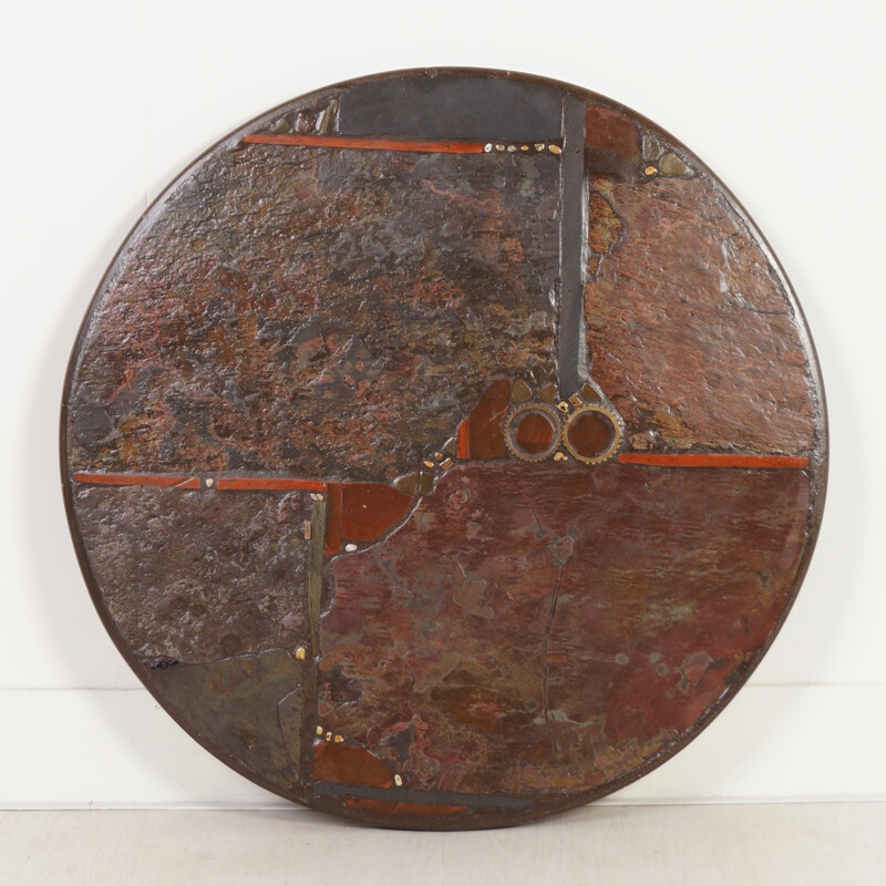 Table basse ronde multicolore de Paul Kingma, 100cm - 1970