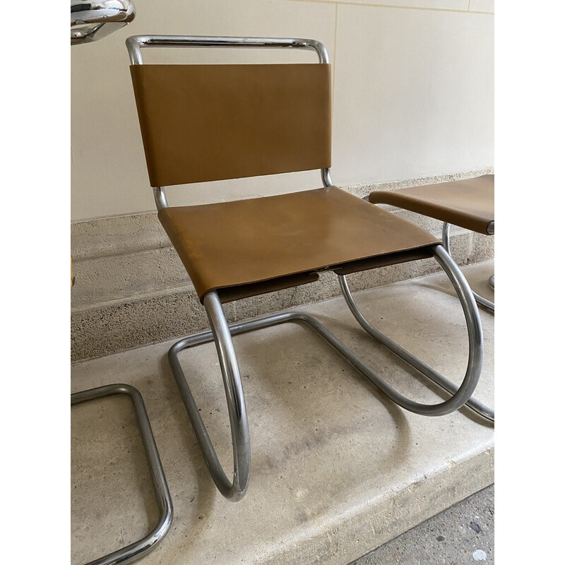 Satz von 4 Vintage Metall Stühlen von Mr von Mies Van der Rohe für Knoll, 1986