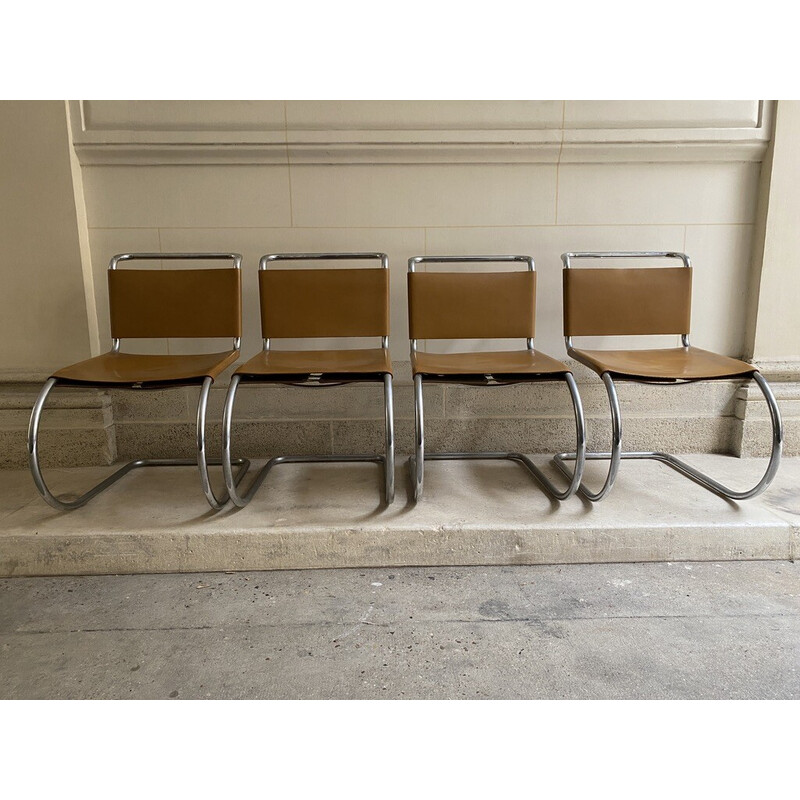 Set of 4 vintage metal chairs by Mr de Mies Van der Rohe for Knoll, 1986