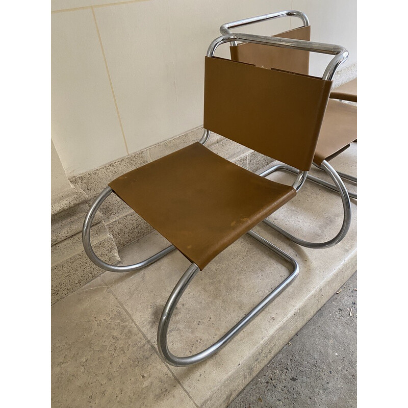 Set of 4 vintage metal chairs by Mr de Mies Van der Rohe for Knoll, 1986