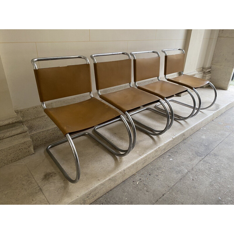 Lot de 4 chaises vintage en métal par Mr de Mies Van der Rohe pour Knoll, 1986