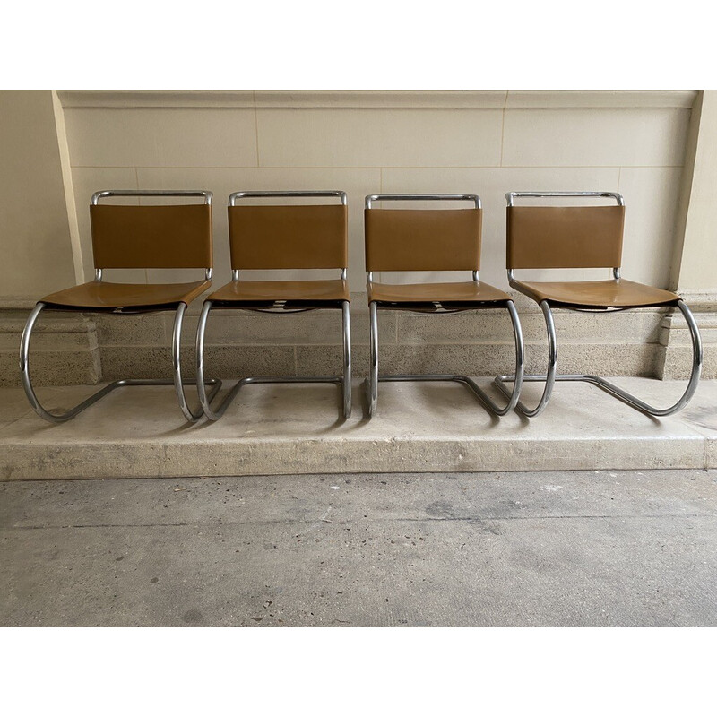 Set of 4 vintage metal chairs by Mr de Mies Van der Rohe for Knoll, 1986