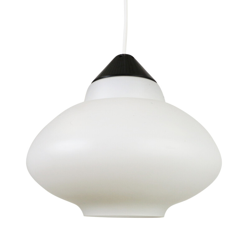 Black and white milk glass pendant by Philips Holland - 1960s