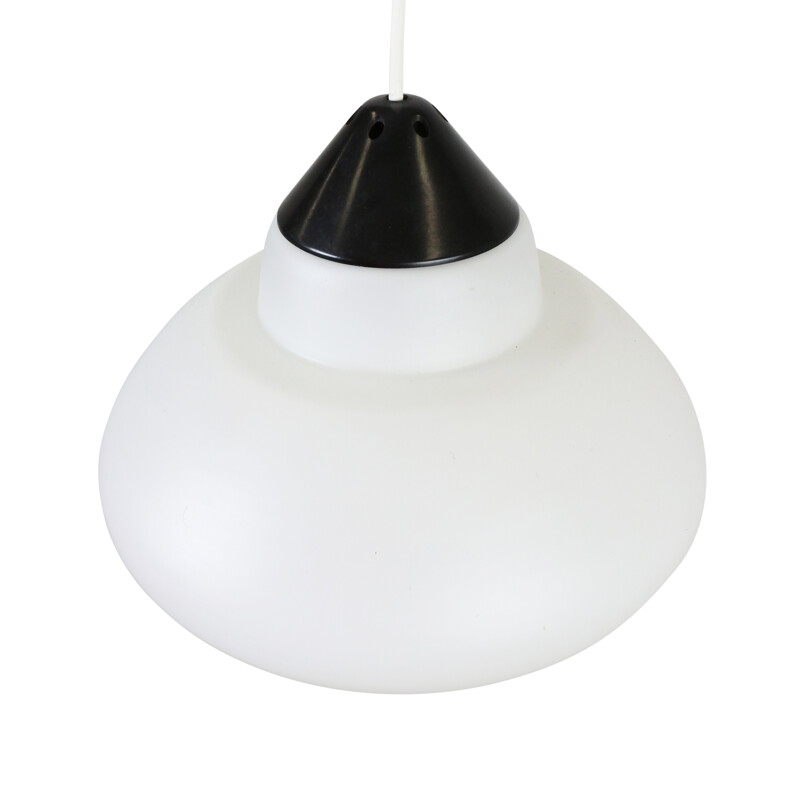 Black and white milk glass pendant by Philips Holland - 1960s
