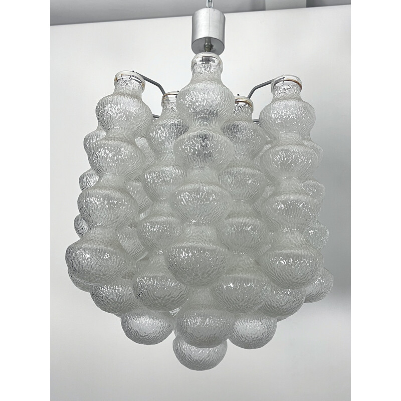 Pair of vintage Murano bubble glass chandeliers, Italy 1960