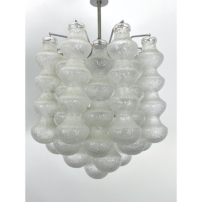 Pair of vintage Murano bubble glass chandeliers, Italy 1960