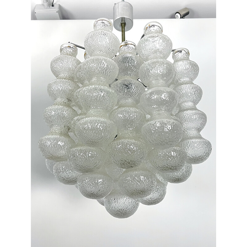 Pair of vintage Murano bubble glass chandeliers, Italy 1960