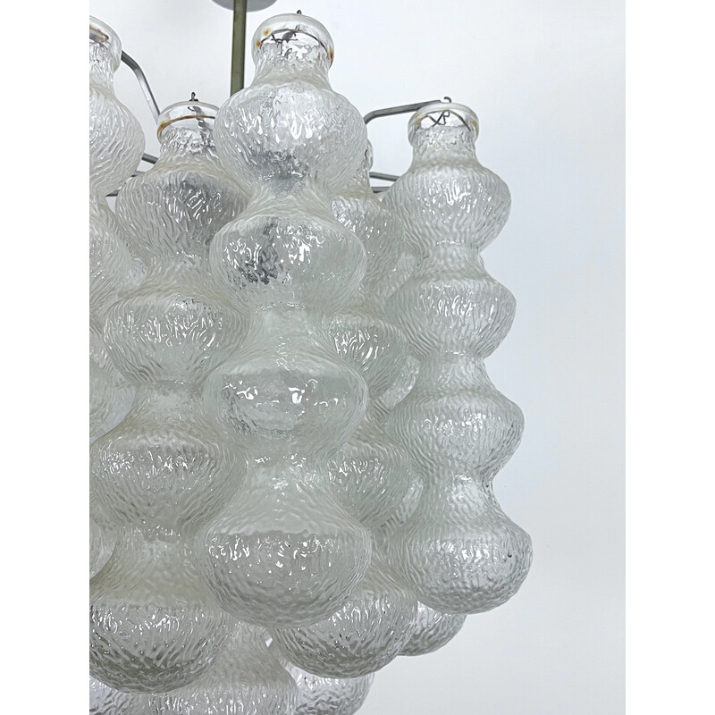 Pair of vintage Murano bubble glass chandeliers, Italy 1960